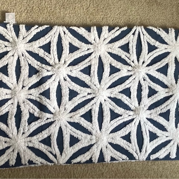 NEW PAIR of Serena & Lily French Blue & White Hand Tufted Chenille Pillow Shams - Picture 6 of 7